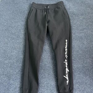 Armani Exchange Sweatpants Mens Small Black Fleece Jogger Logo Script Athletic